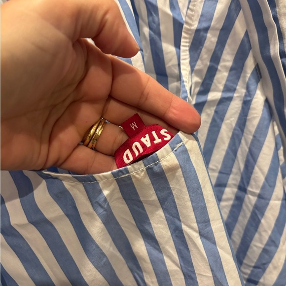 Staud Marlowe Blue and White Dress in Sea Stripe - Picture 5 of 6